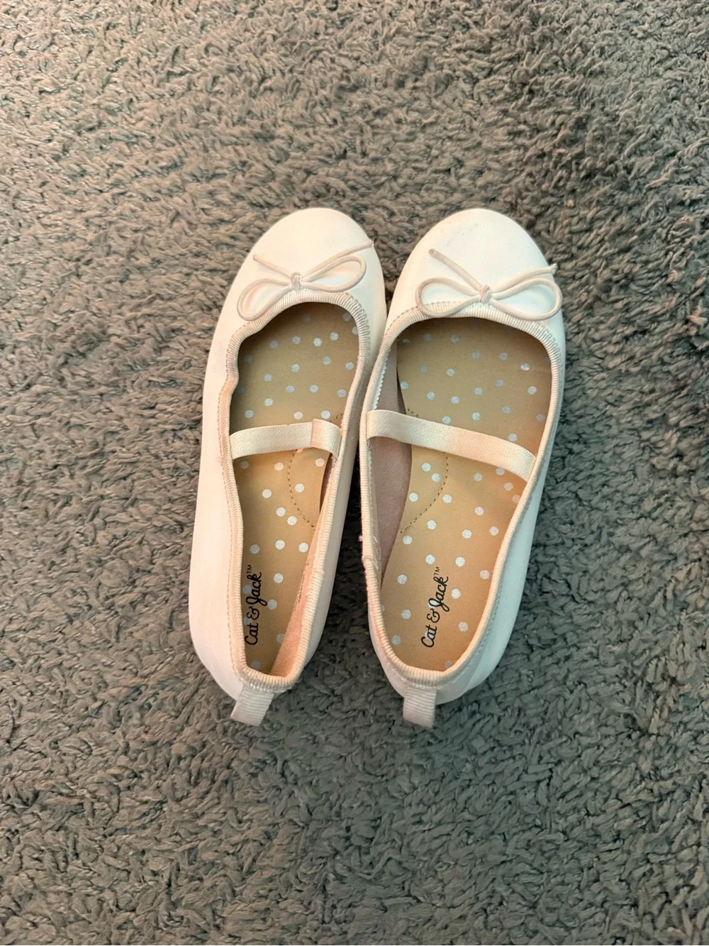 Cat & Jack White Ballet Flats with Bow Sz 12